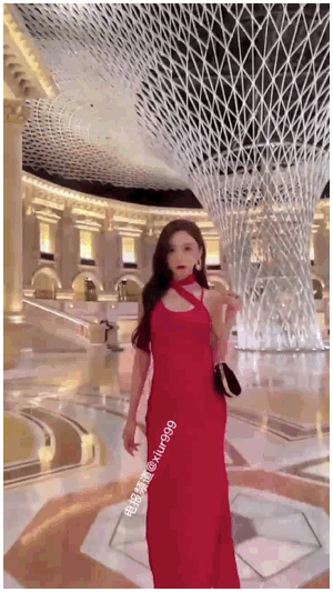 王馨瑶红色长裙拍摄花絮